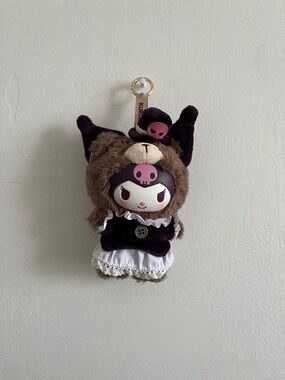 Sanrio Kuromi Plush Keychain - Brown, White & Purple Outfit